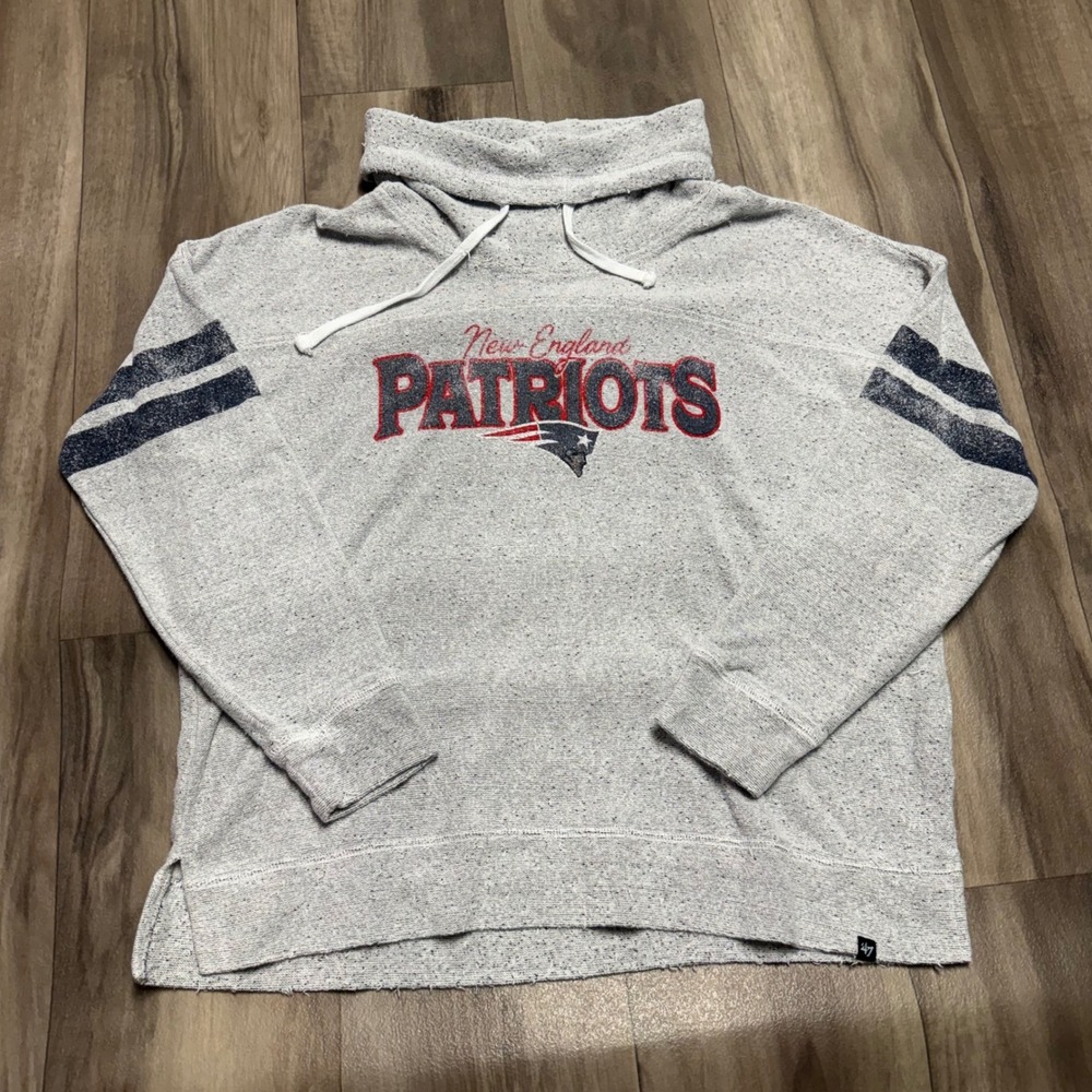 New England Patriots 47 Brand Cowl Neck Sweatshirt Gray XL NFL Pullover